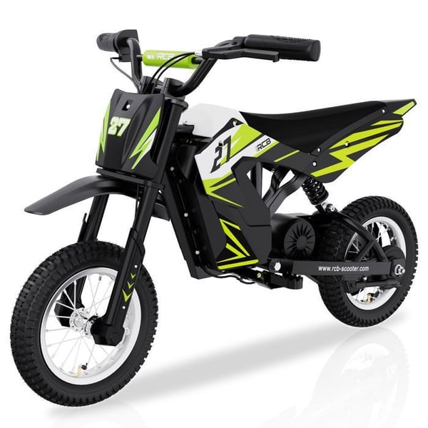 RCB Elektrisk Motorcykel til Børn 300W – 25 km/t – 12" Dæk – Rækkevidde 17 km – Justerbart Styr – Grøn