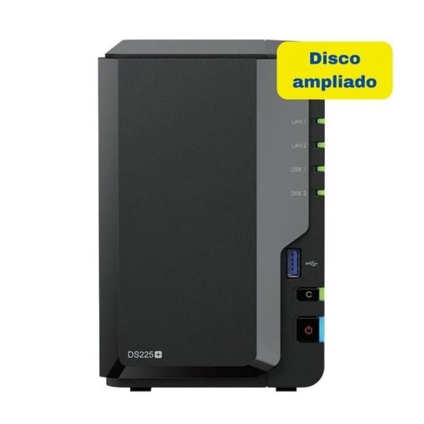 NAS (DiskStation) - SYNOLOGY - DS225+ - 2 fack (3.5"/2.5") - 2 GB DDR4 - Port 2.5GbE