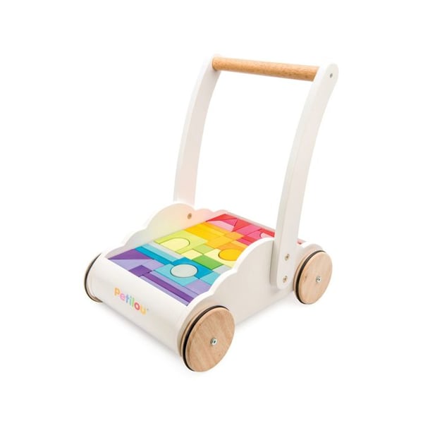 Le Toy Van Petilou Baby Rainbow Cloud Walker är en baby i en unik, mjuk molnformad rollator med 45 träklossar e