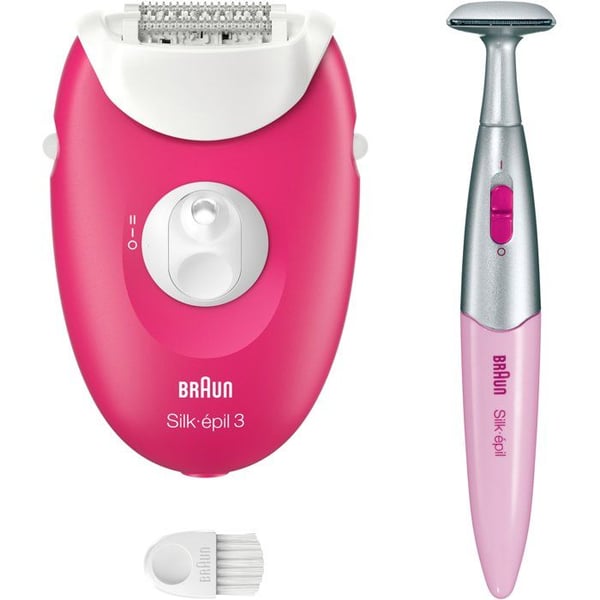 Elepilator med sladd - BRAUN - Silk-épil 3 - Mjuk hud i veckor - 3-202 - Hallon