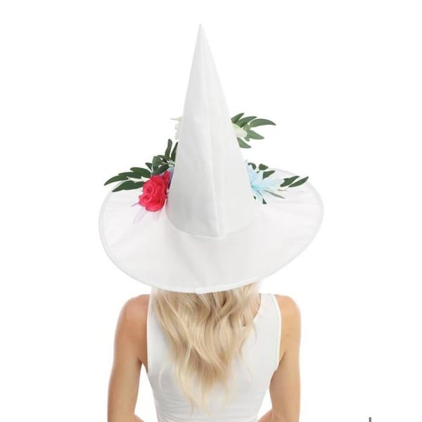 Häxa hatt - PTIT CLOWN - 23534 - Vit - Pastellblommor - Halloween/Cosplay tillbehör