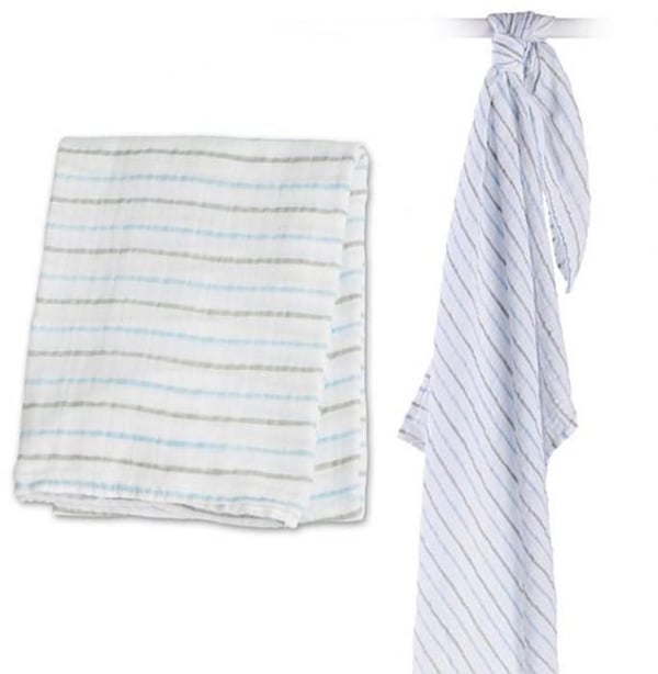 Lulujo - Muslin swaddle - Blå ränder - ELEMENT FÖR BARN