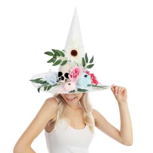 Häxa hatt - PTIT CLOWN - 23534 - Vit - Pastellblommor - Halloween/Cosplay tillbehör