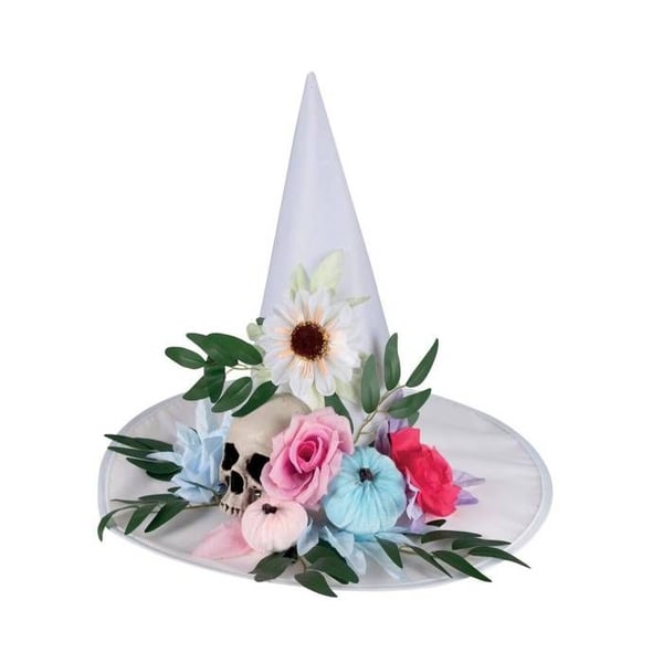 Häxa hatt - PTIT CLOWN - 23534 - Vit - Pastellblommor - Halloween/Cosplay tillbehör