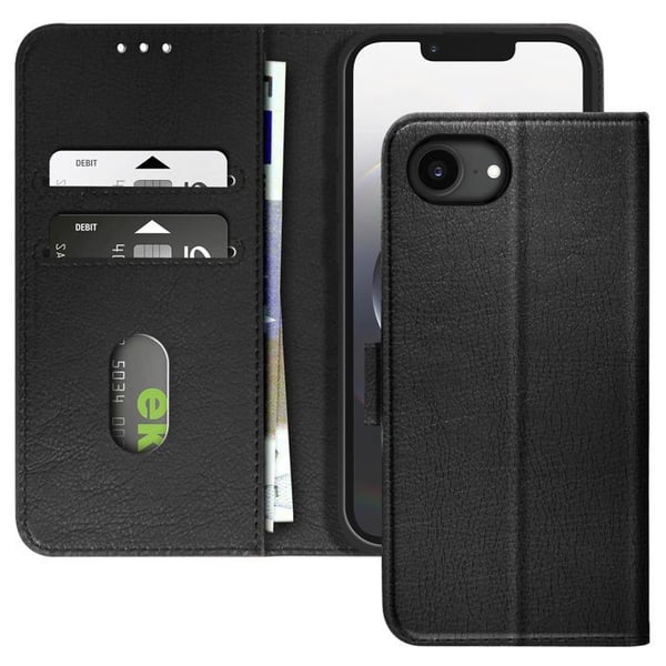 Etui för iPhone 16e - Chesterfield - Svart - Plånbok - Videostöd - Magnetisk