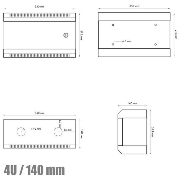 Datacom 10 4U/140 mm (plåt) svart