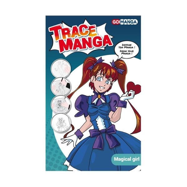 Ritningsmall - GO MANGA - Magisk flicka - Flerfärgad - Återanvändbar - För barn