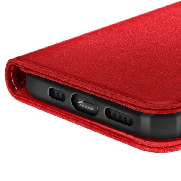 Plånboksfodral för iPhone 17:e serien Chesterfield Prägling Ställfunktion Röd