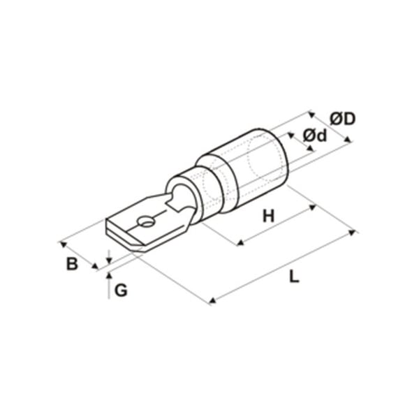 Box 10 Terminal Faston machoisolerad 4,8 mm Electro DH Röd färghus 10,914/4,8/R/BOX 8430552088171