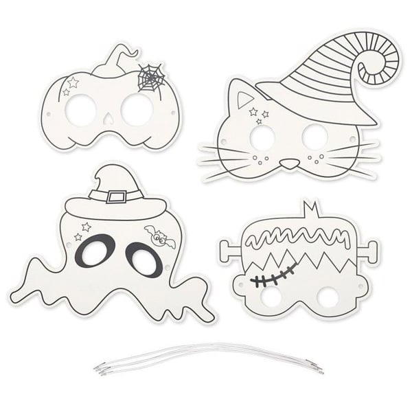 MégaCréa DIY - Färgläggningsmasker för barn Halloween 4 stycken