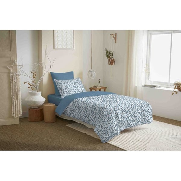 Komplett pack med reversibel duntäckshus "Vanessa" 4 delar för säng 90 x 190 Diana Blå