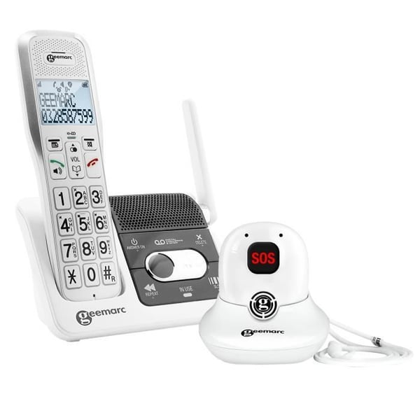 Trådlös Förstärkningstelefon - GEEMARC - AmpliDect 595 SOS Pro - Inbyggd Svarare - SOS Halsband - 50dB