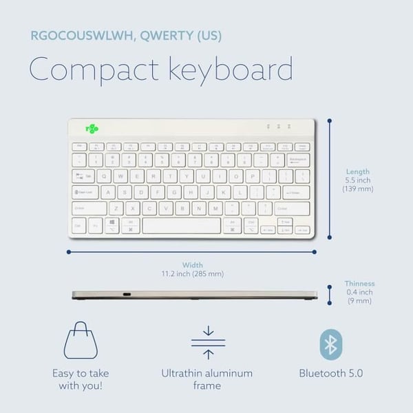 Kompakt Tangentbord - R-Go - Bluetooth 5.0 - Ergonomisk - Platt Design - Anti-RSI