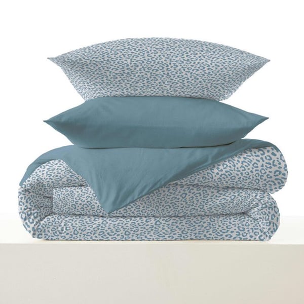 Komplett pack med reversibel duntäckshus "Vanessa" 4 delar för säng 90 x 190 Diana Blå