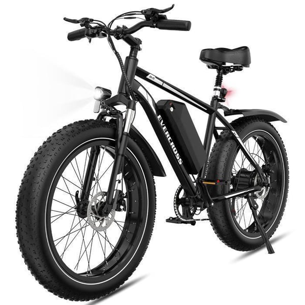 Elcykel EV TECH EK15S 26", Motor 500W, Avtagbart batteri 48V 15.6A, Hastighet 25 km/h, Räckvidd 50 km, IP54 Svart