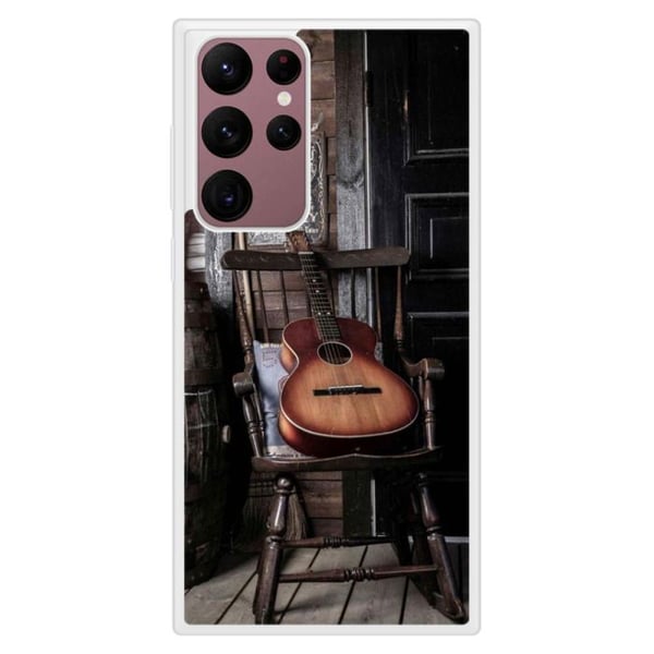 Förstärkt silikonetui med tryck, kompatibel med Samsung Galaxy S22 Ultra, Gitarr