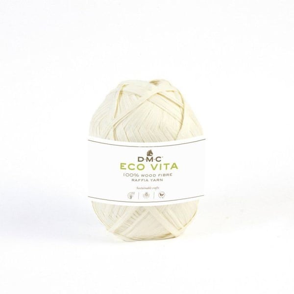 DMC - Raphia Eco Vita Raffia 50g Trikå Virkning Vävning Makramé Col. 031 Vit