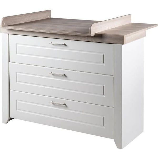 Skötbord ROBA Felicia - 3 Lådor - Metallhandtag - Vit - Trälook