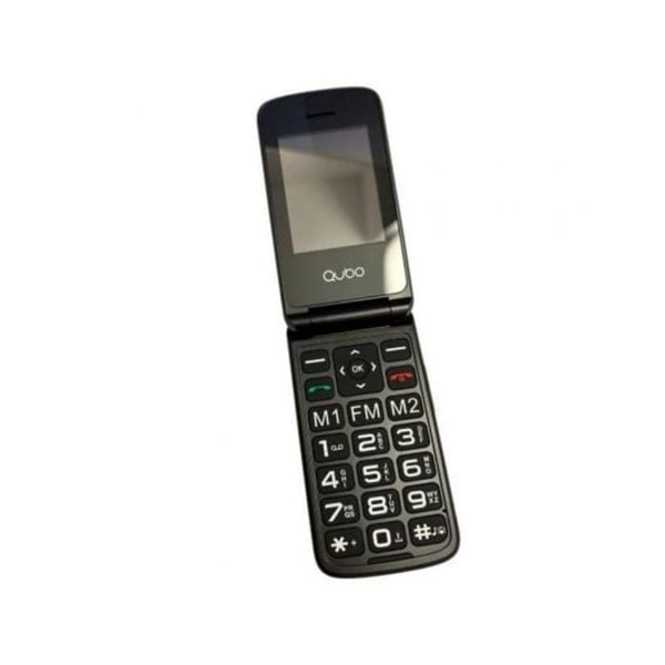 Mobiltelefon Qubo X-247 4G för äldre, dubbelskärm, svart