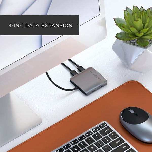 Hub med 4 USB-C-porte i aluminium fra Satechi