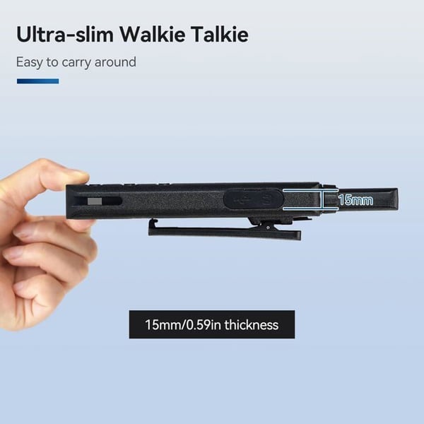 Retevis B63S Talkie Walkie med hörlurar, ultratunn 15 mm, LCD-skärm, 6-vägs laddare, uppladdningsbar för hotell, butik (6 st)