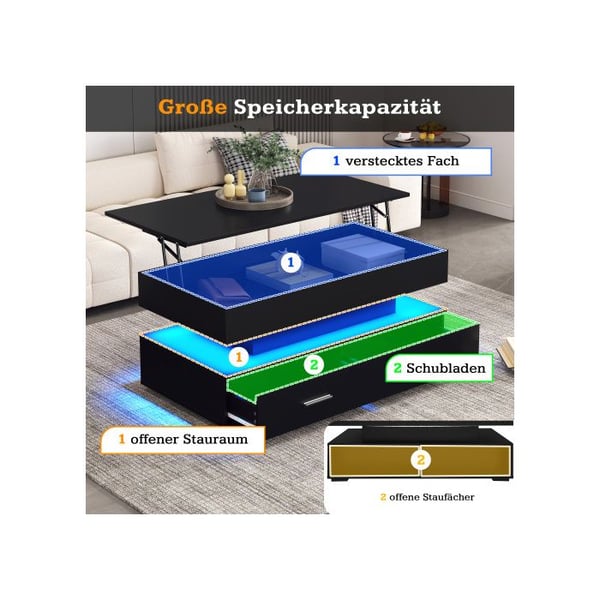 Bordbasse - MUVOE - 100x50cm - LED-belysning - Bluetooth APP-kontrol - 2 skuffer
