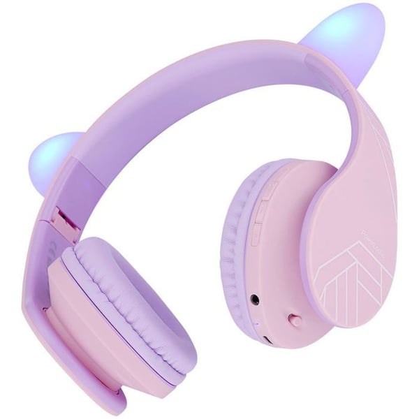 Trådlösa hörlurar - POWERLOCUS - P2 - Kattöron - Bluetooth 5.0 - Batteritid 15h - Lila/Rosa