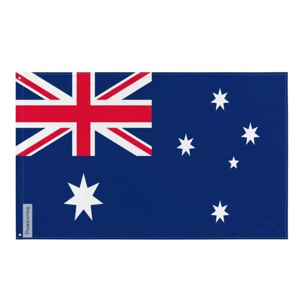 Australiens flagga – 64 x 96 cm – Hållbar polyester – 2 metallöljett – Inomhus / Utomhus – Pixelforma