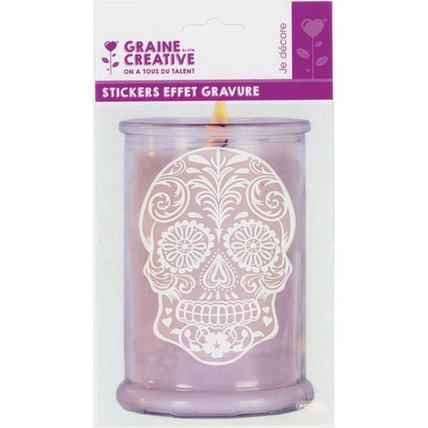 Graine Créative - Klistermärke för glas med gravyr effekt Dödskalle Calavera Graine Créative - Klistermärke för glas med gravyr effekt Dödskalle Calavera