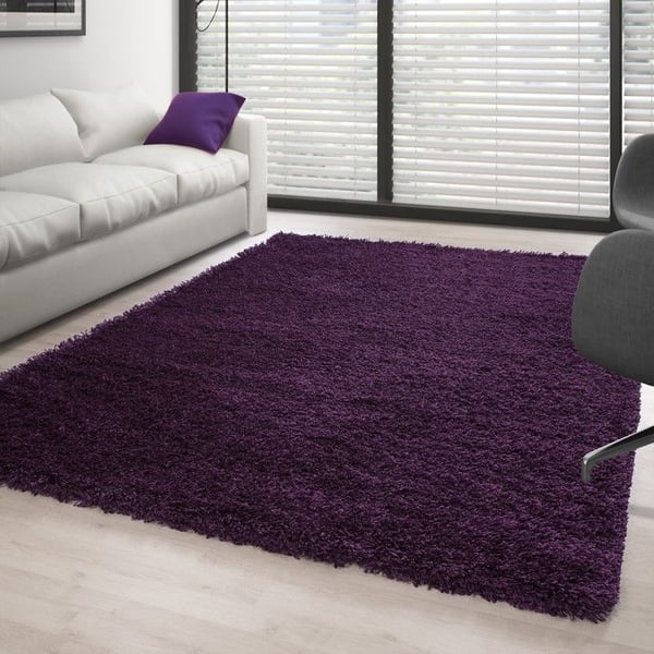 Shaggy vardagsrumsmatta lång lugg unik färg LILA (120x170 cm)