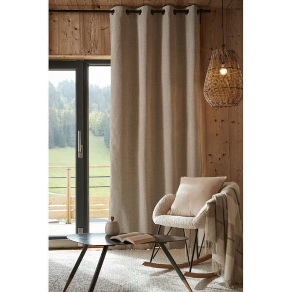 Ljud- och termiskt isolerande mörkläggningsgardin i polar fleece "Bjorn" 100% ogenomskinlig L'Effet Papillon - Bjorn Pampa - 1 Mörkläggningspanel + P