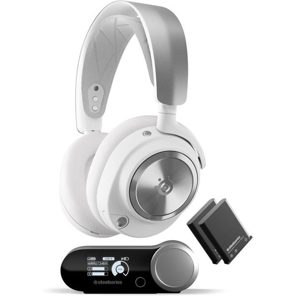 Trådlös gaming headset med mikrofon - STEELSERIES - Arctis Nova Pro - Aktiv brusreducering - Vit