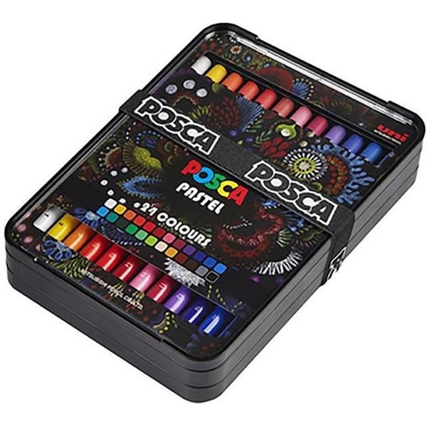 Vaxkrita - Posca - 24 färger - Mjuk skrivning - Blandbar - Blandad