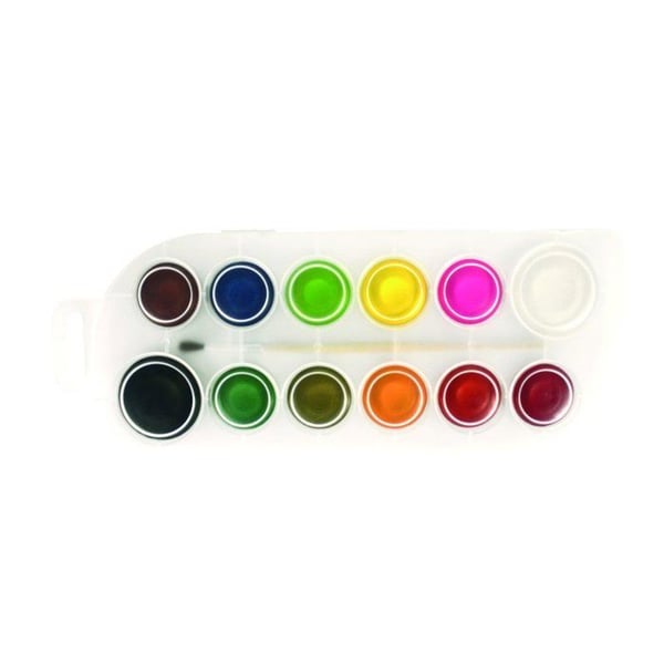 MégaCréa DIY - Vattenfärg Set med 12 färger + 1 pensel