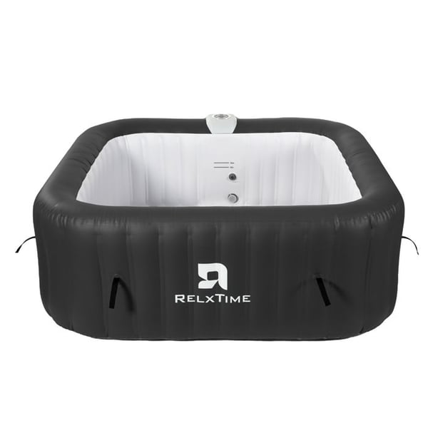 Inflatable spa 6 pladser firkantet - RELXTIME - 130 jets - Sort - Filter og cover inkluderet