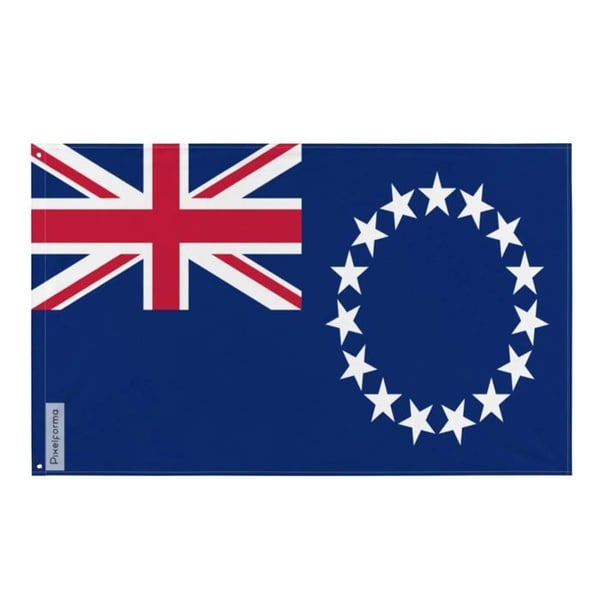 Cooköarnas flagga – 96 x 144 cm – Hållbar polyester – 2 metallöglor – Inomhus / Utomhus – Pixelforma