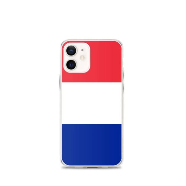 Telefonfodral – Frankrikes flagga – Kompatibel med iPhone 12 mini – Mjukskal – Slitstark och Stötsäker - Silikon - Pixelforma