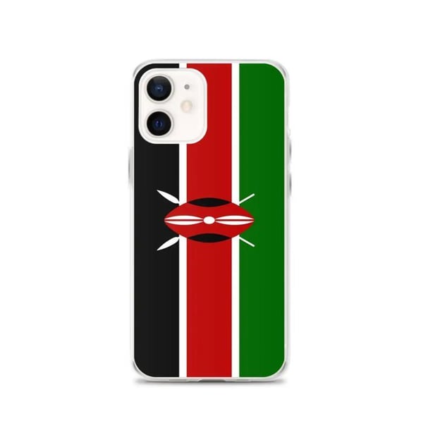 Mobilskal – Kenya Flagga – Kompatibel med iPhone 12 – Mjuk Fodral – Stöttålig och Chockresistent - Silikon - Pixelforma