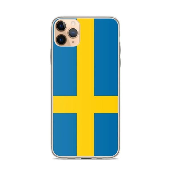 Telefontui – Sveriges flagga – Kompatibel med iPhone 11 Pro Max – Mjuk fodral – Slitstark och stöttålig - Silikon - Pixelforma