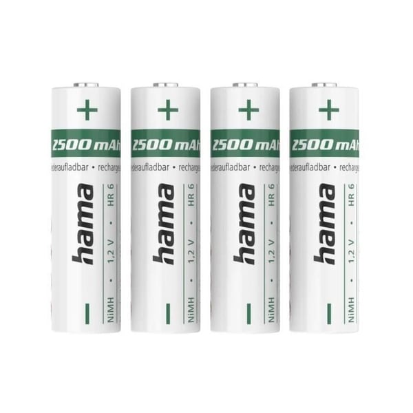 NiMH-batterier, AA Mignon, 2500 mAh, 1,2 V, 4 st
