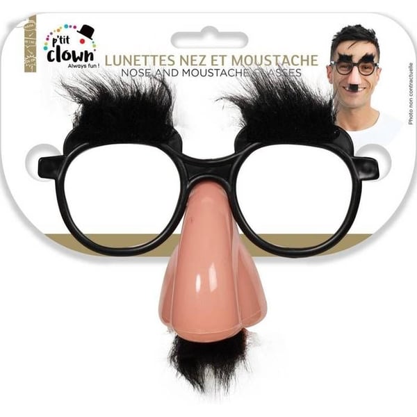 Groucho-glasögon - Plastglasögon med näsa, mustasch och plysch ögonbryn - Blandat