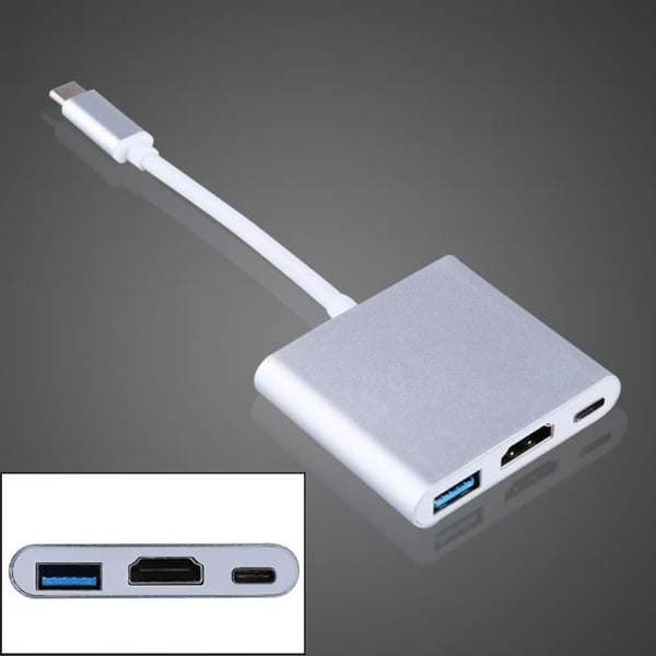 Ultra-tynd HDMI USB C-adapter - Aluminiumhus - Multifunktionel video PD + data + HDMI