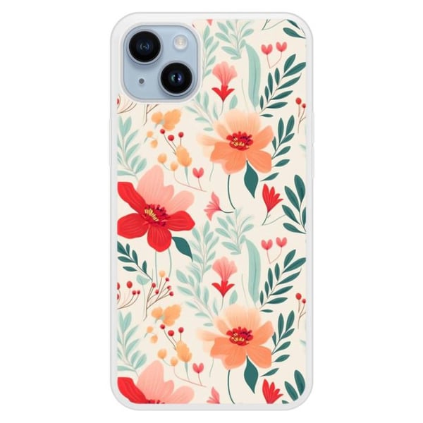 Siliconfodral med förstärkning tryckt kompatibelt med Apple iPhone 14 Plus Blomvägg