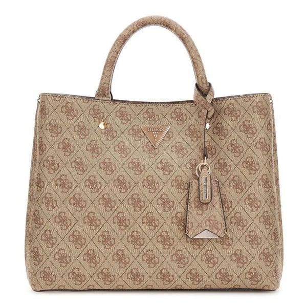 GUESS Ljusbrun handväska för kvinnor - Meridian II Girlfriend Satchel Bag Latte Logo 313016