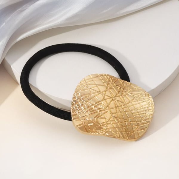 Gummiband för Hår med Skulptural Minimalistisk Ring Guld Svart / Guld