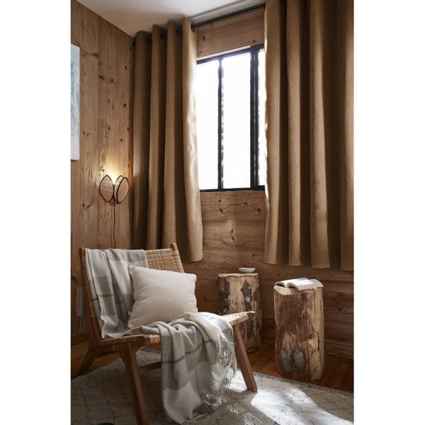 Ljud- och termiskt isolerande mörkläggningsgardin "Bjorn" 100% ogenomskinlig L'Effet Papillon - Bjorn Camel - 1 Mörkläggningspanel + Pol