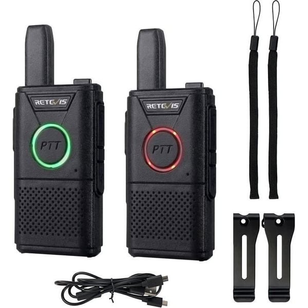 Retevis RT618 Walkie Talkie PMR446 Dual PTT VOX Scan 16-kanals monitor (1 par, svart)