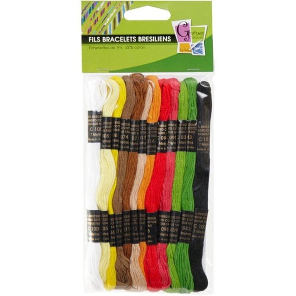 Trådar för brasilanska armband - Etniska - 12 nystan - 100% bomull - 7 meter - Multicolor