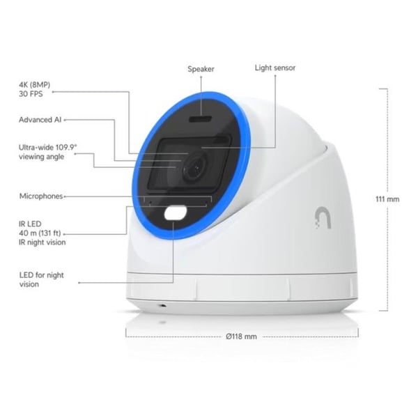 Ubiquiti AI Turret PoE+ 8MP 1,8 mm Utomhus IP66 - UVC-AI-TURRET-B