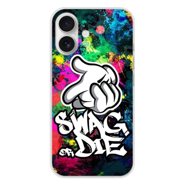 Tryckt silikonfodral som är kompatibelt med Apple iPhone 16 Swag or die